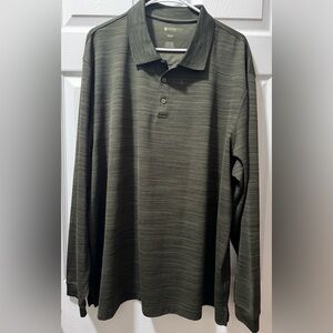 Haggar Long-Sleeve Polo Shirt in Olive